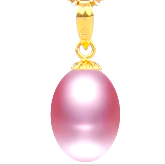 Handmade Jewelry - 18KT Solid Gold Pink Freshwater Pearl 17” Necklace